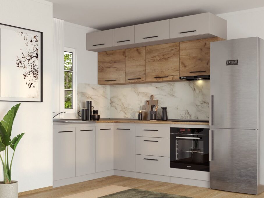 Set Mobila Bucatarie Colt Linea 180*220 Casmir / Stejar C32