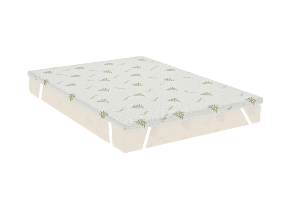 Topper Aloe Vera 120x200x5 cm, cu elastic, husa detasabila si lavabila, fermitate medie