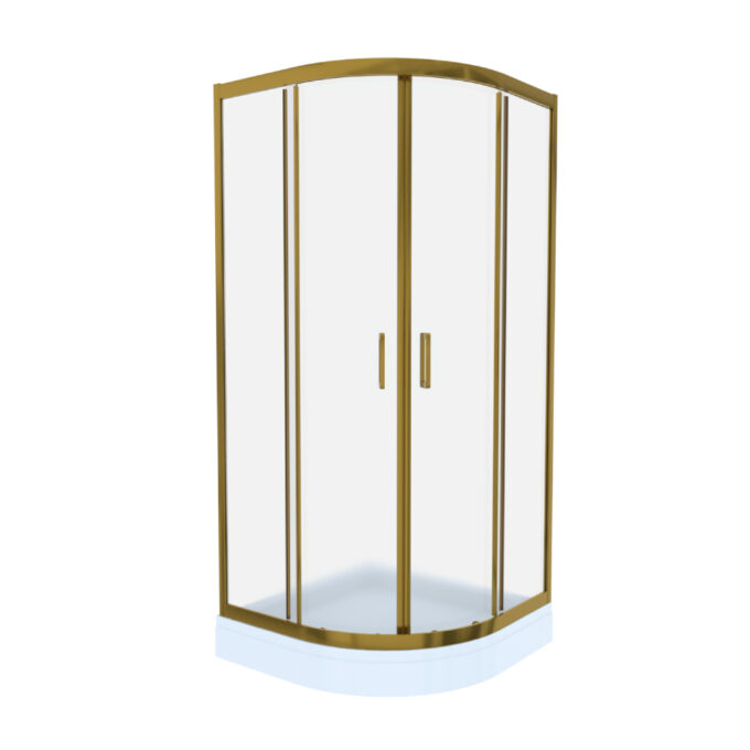Cabina de dus simpla Celesta Titan  semirotunda  sticla sablata 6 mm  90 x 90 x 190 cm  profil auriu