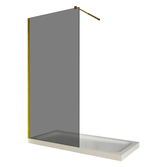 Paravan dus walk in / Perete dus sticla fumurie 6 mm profil auriu tija extensibila 80 x 200 cm 1 Paravan dus walk in / Perete dus sticla fumurie 6 mm profil auriu tija extensibila 80 x 200 cm