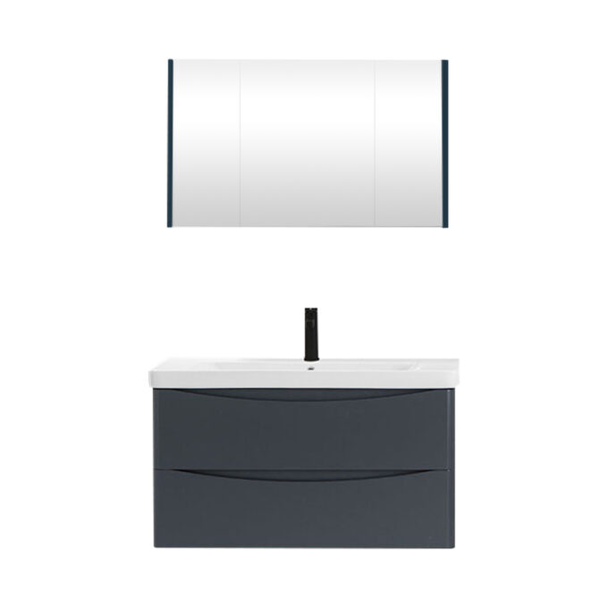 Set mobilier baie Zen  suspendat  3 piese  anthracite  100 cm