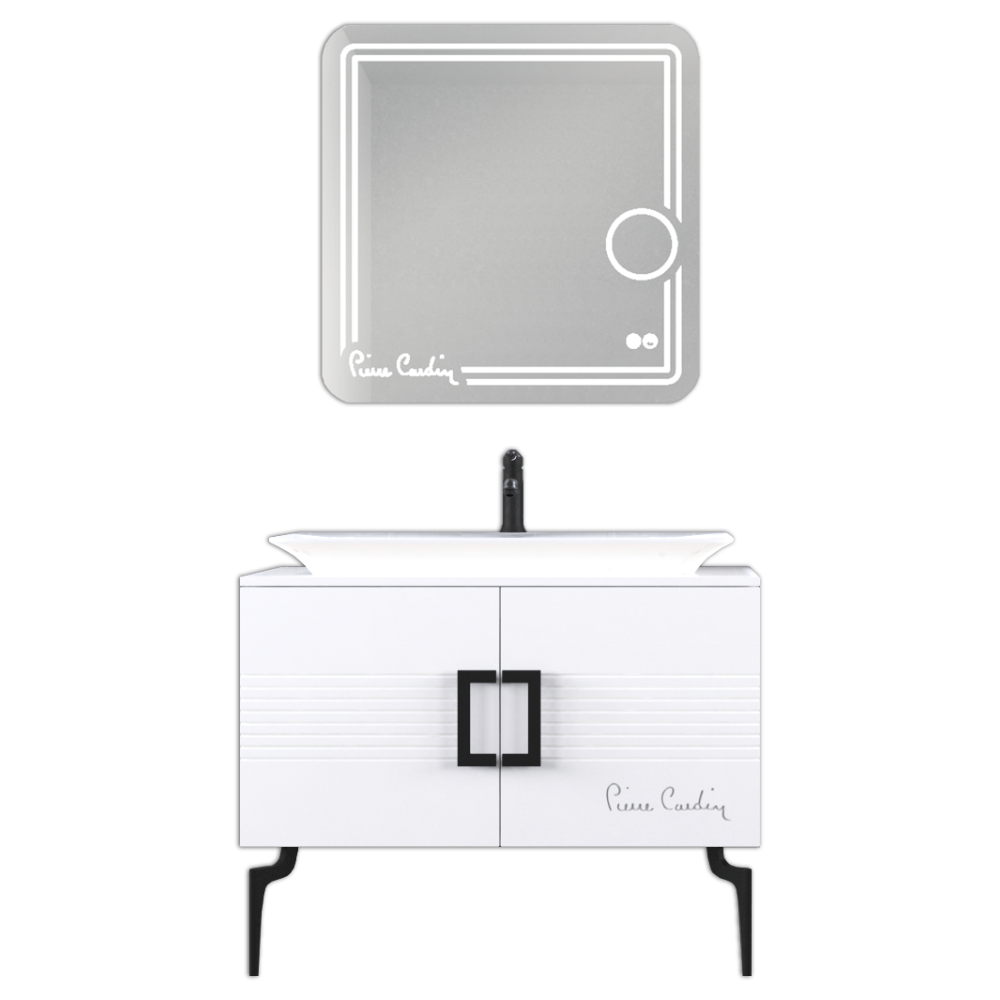 Set mobilier baie Pierre Cardin Sirius  3 piese  alb-negru  100 cm