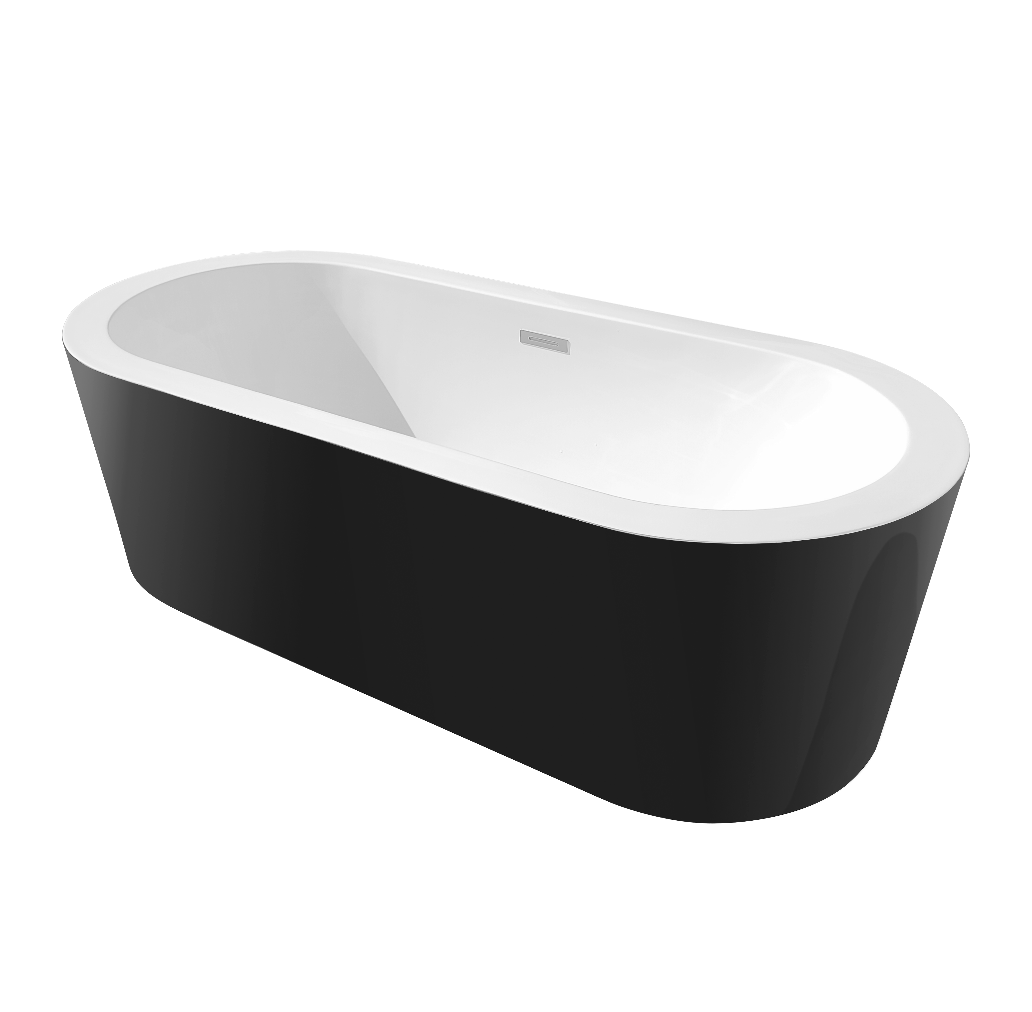 Cada baie freestanding Bella WB-814  acril  170 x 80 x 58 cm  negru lucios
