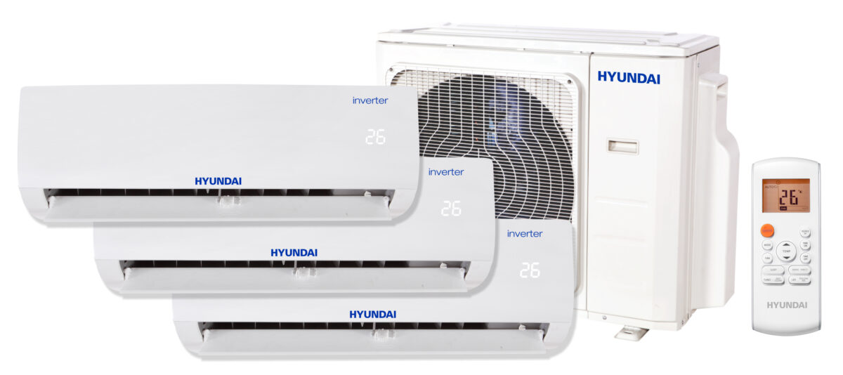 Pachet 3 camere, Aer conditionat multi-split Hyundai M, 9000 + 9000 + 12000 BTU, Inverter, kit Wi-Fi inclus, 2 x HSAFAU-09HRDN + HSAFBU-12HRDN + H3OE-27HFN8-Q