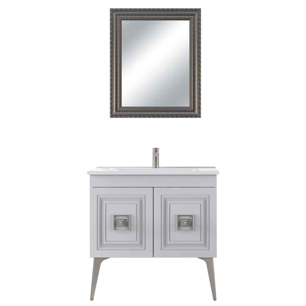 Set mobilier baie Nile  3 piese  alb-argintiu  85 cm