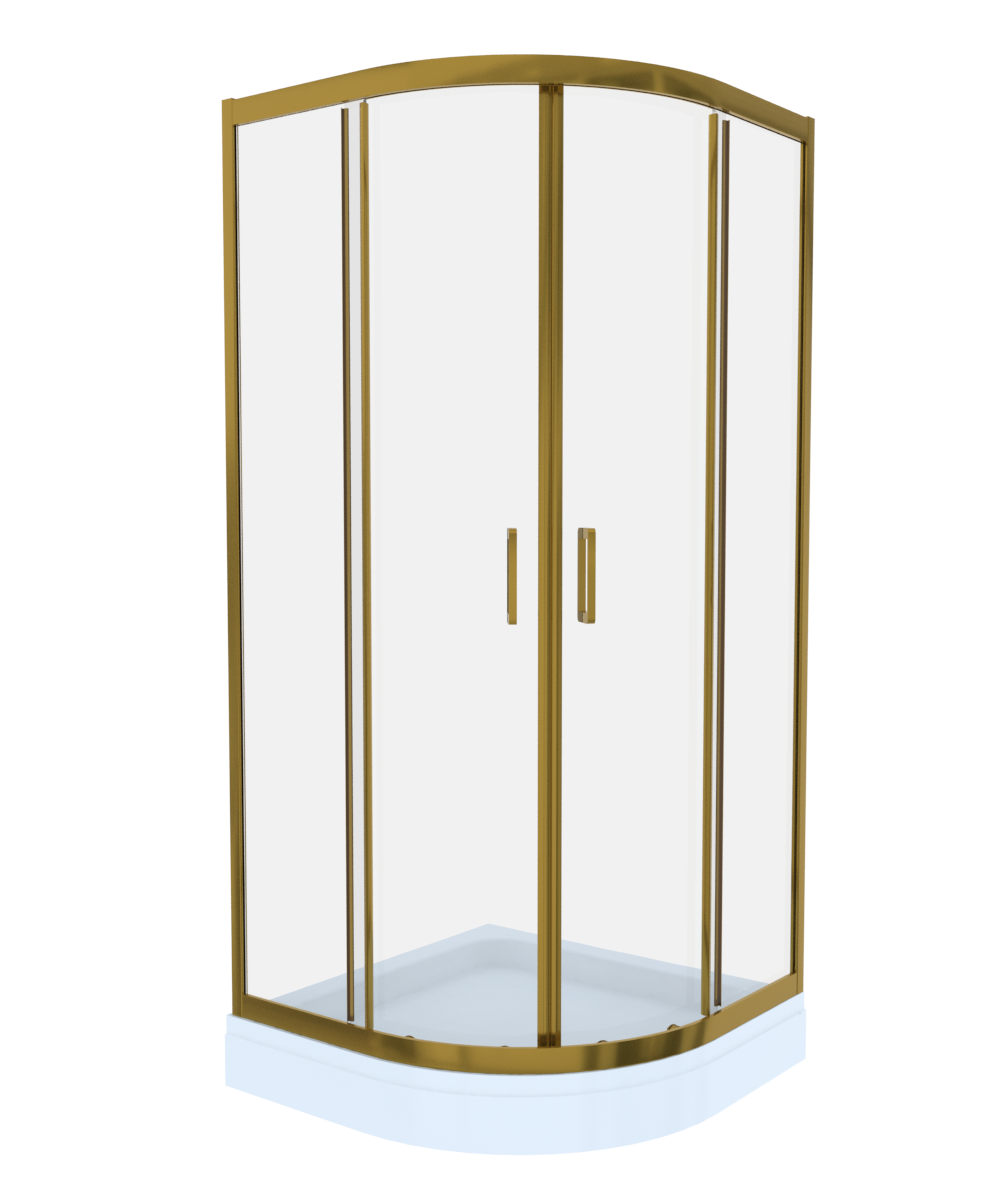 Cabina de dus simpla Celesta Titan  semirotunda  sticla transparenta 6 mm  80 x 80 x 190 cm  profil auriu