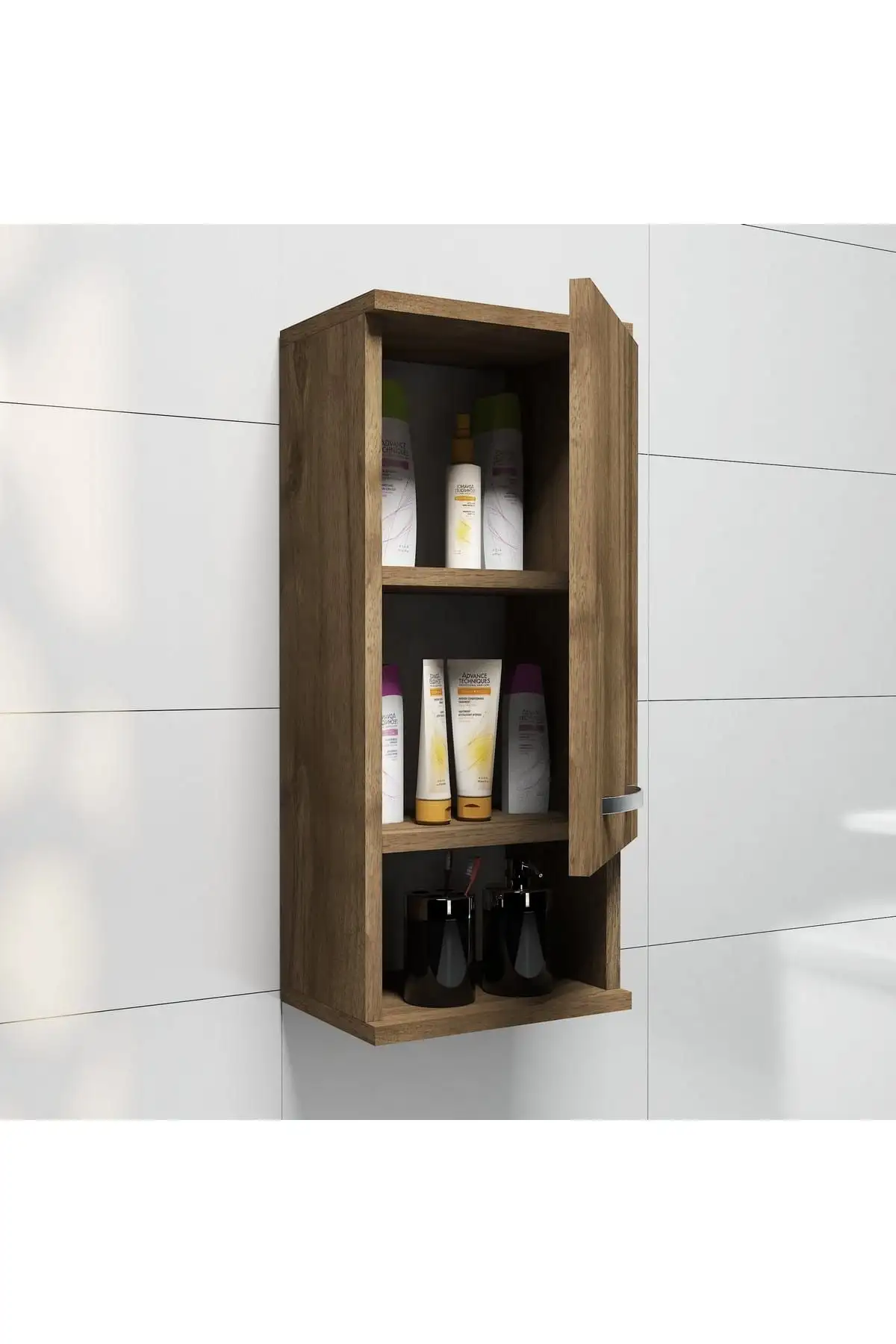 Dulap pentru baie, Mis Homs, nuc, 71 x 30 x 22 cm, PAL 18 mm