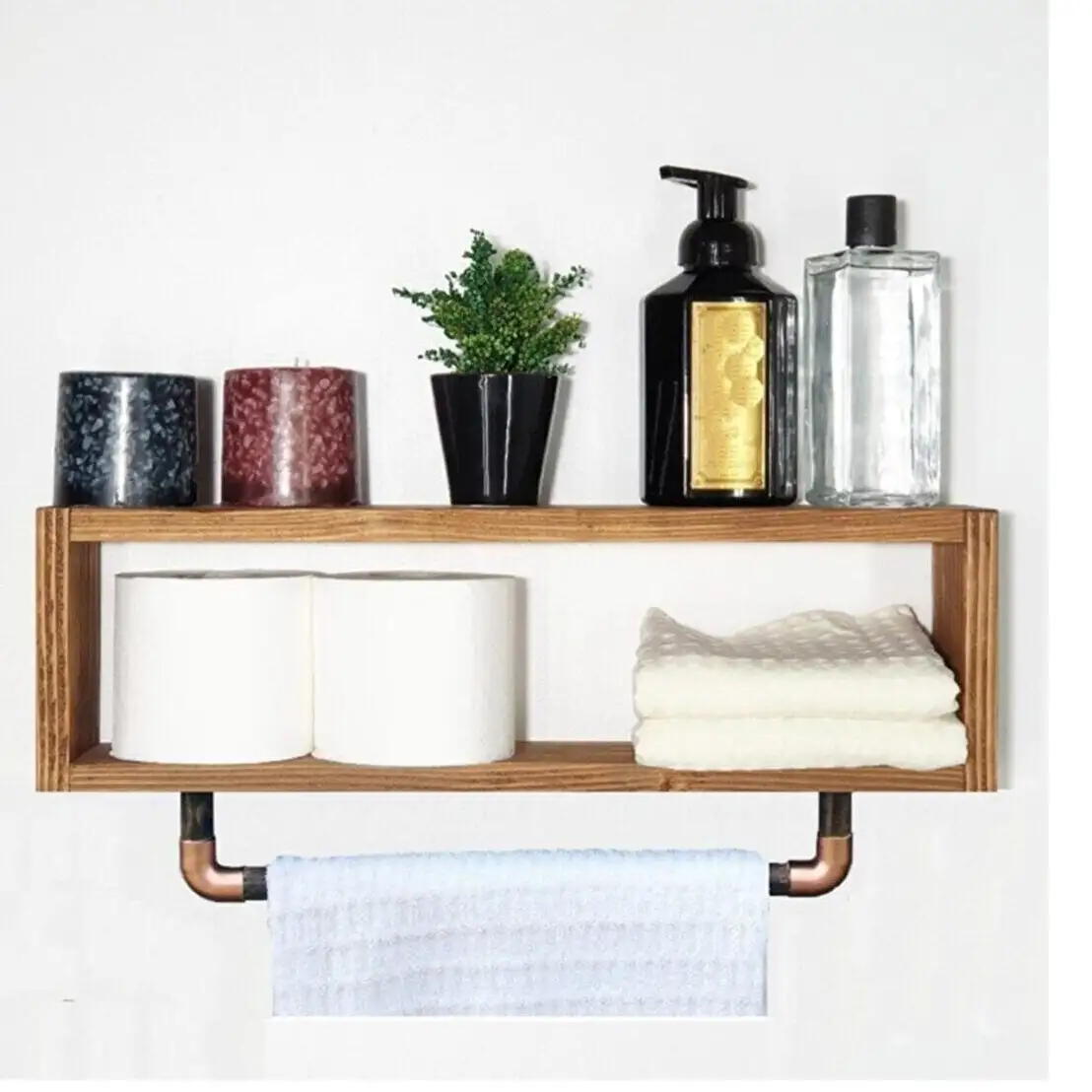 Suport prosop din lemn-metal Industrial Homs,seria wood 48x10 x 25 cm,700165