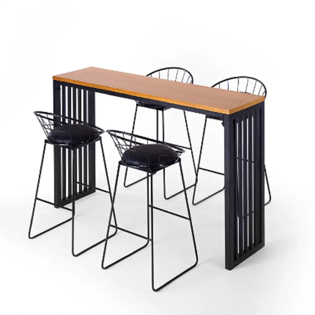 Masa bucatarie ,tip bar, lemn.seria wood A-620,pin natur-negru,140x40x103cm, 30141