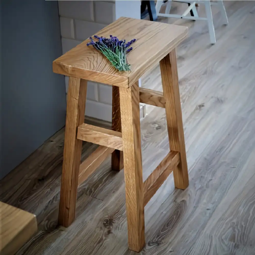 Scaun, taburet, din lemn culoare nuc ,40 cm