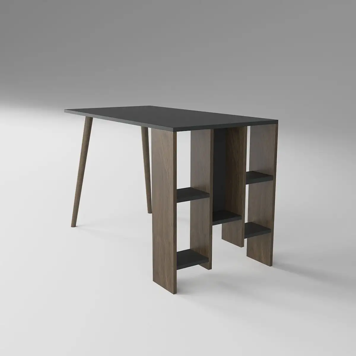 Birou cu rafturi Vitto Homs gri-nuc 120 x 60 x 73.8 cm