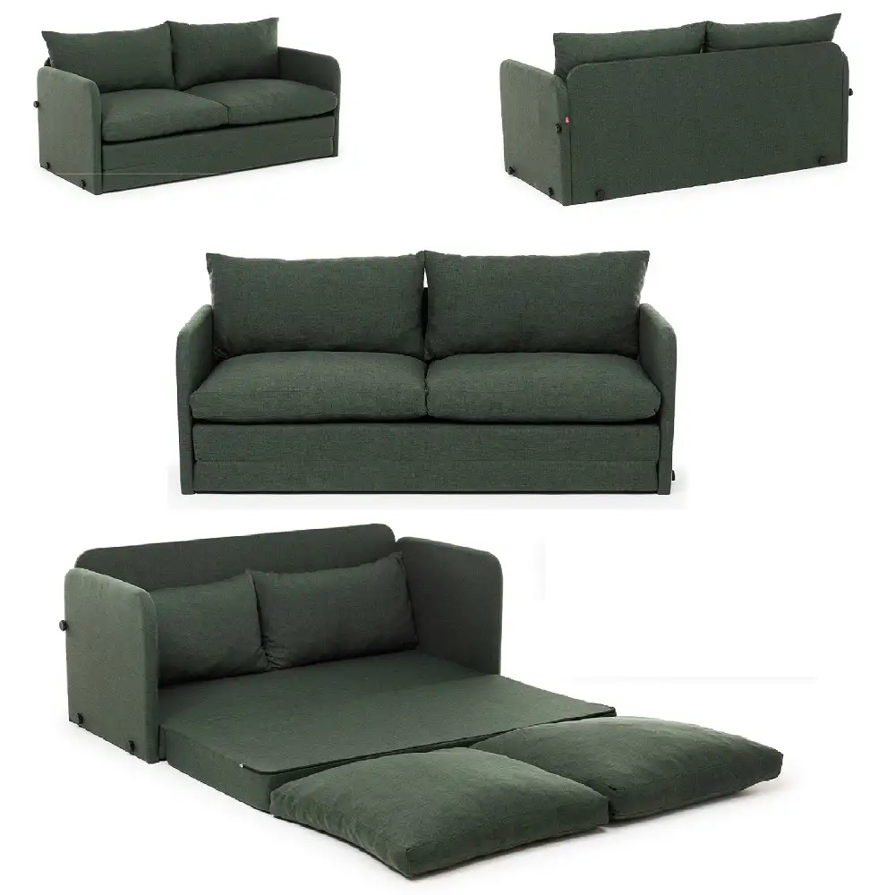 Canapea extensibila 2 locuri moderna, 200x148 cm – stofa verde – Saga