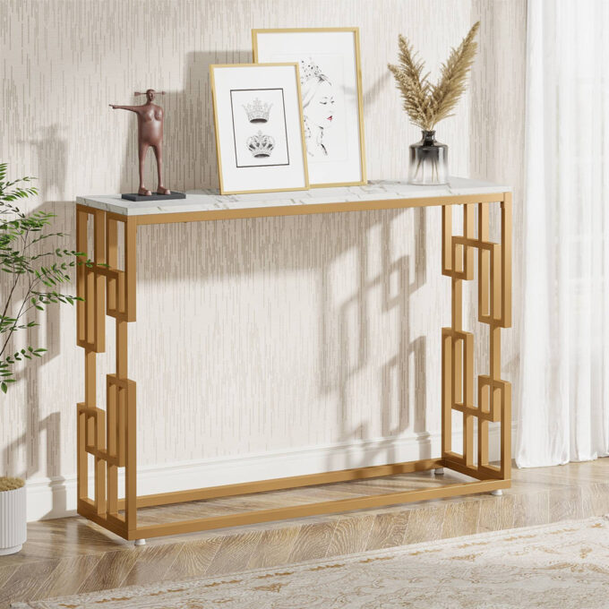 Consola Asia din metal auriu,108x80x30 cm