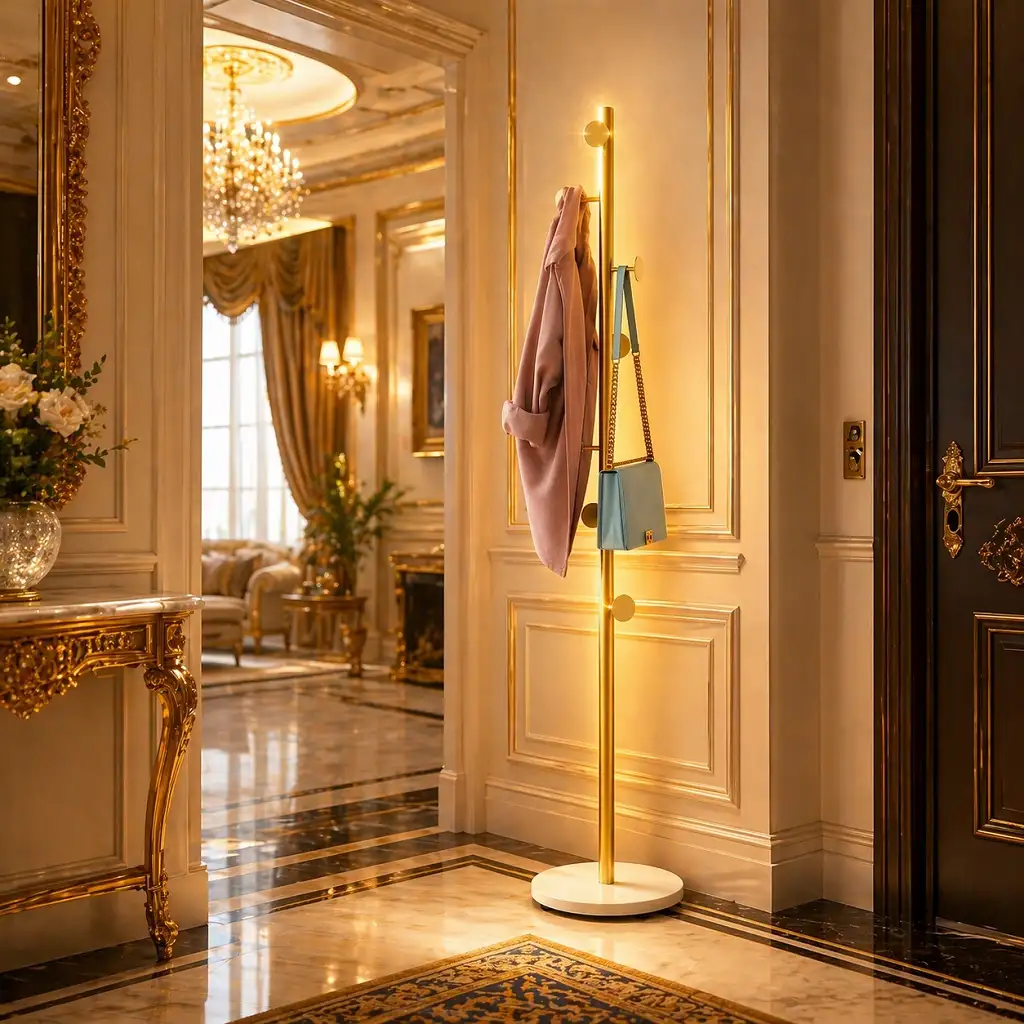Cuier din metal ,culoare gold-alb,170x32 cm
