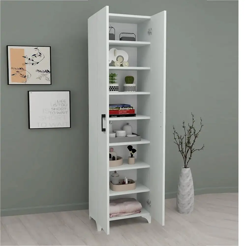 Dulap multifunctional cu 8 rafturi  culoare alb185x49x32 cm