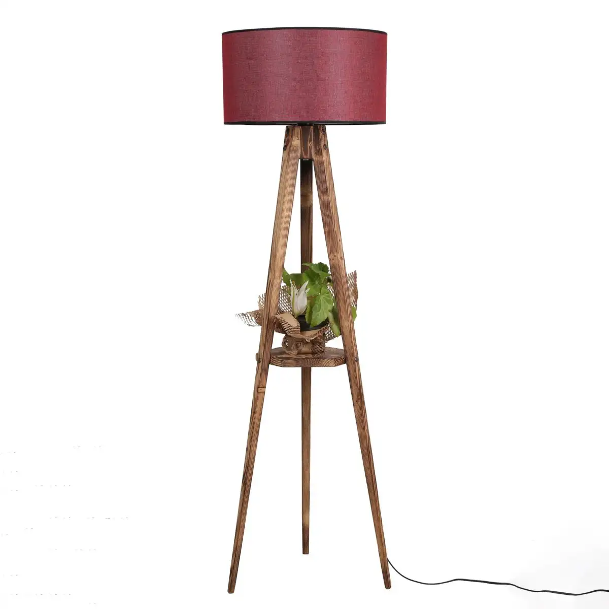 Lampadar cu masuta metal-,nuc-rosu, Homs, 153 cm,40010