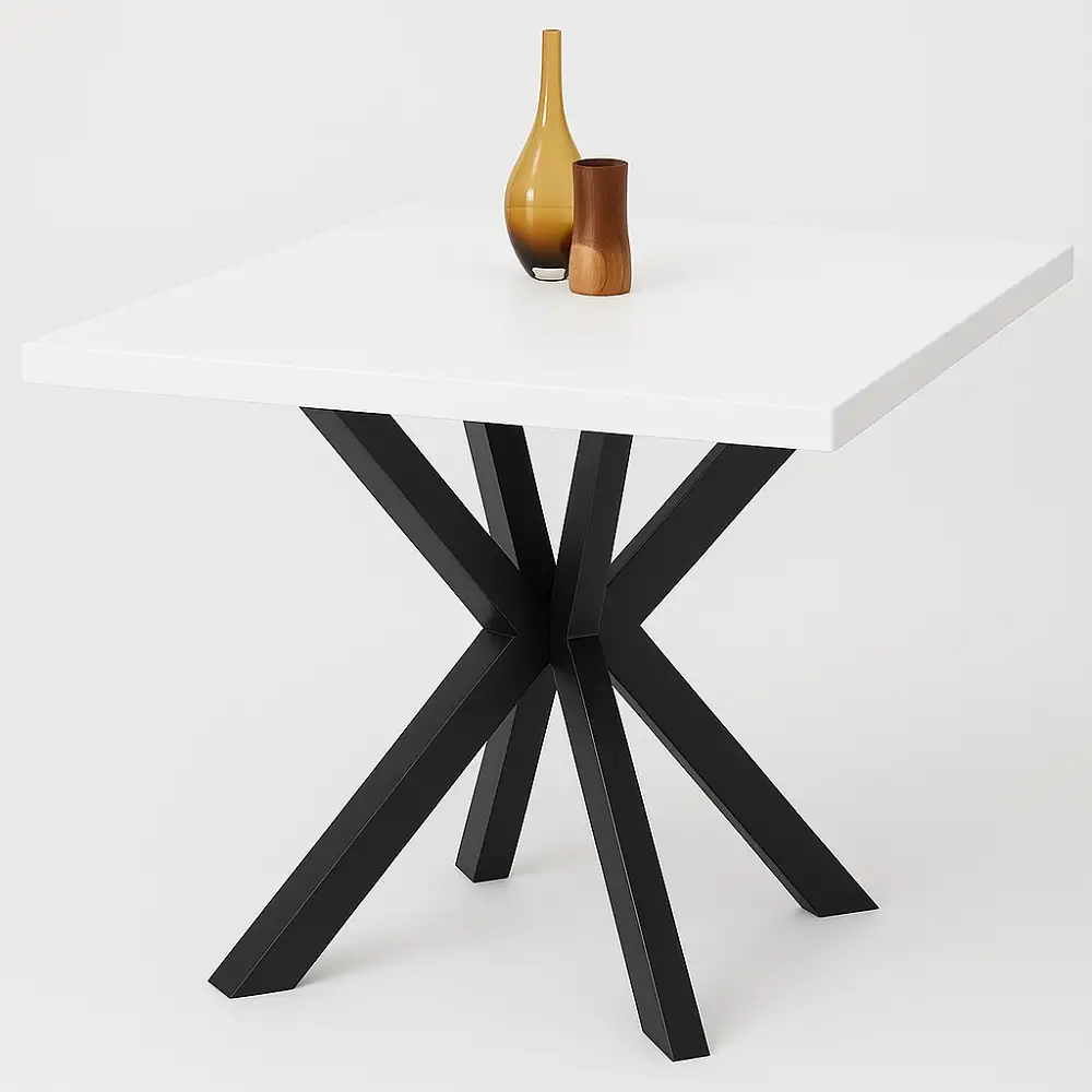 Masa de bucatarie din MDF patrat, alb,texturata, Homs 80x80X75 cm