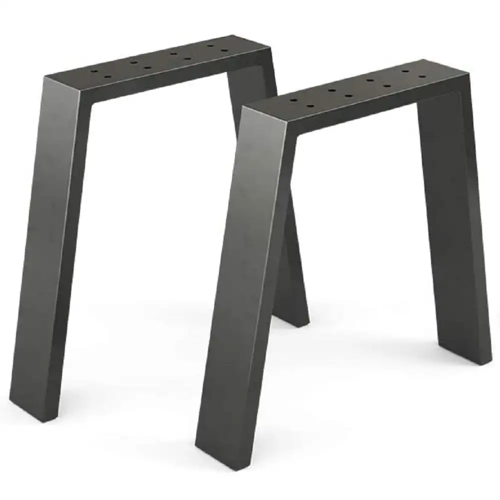 Set 2 picioare metalice pentru măsuță de cafea, design industrial, negru mat 1 Set 2 picioare metalice pentru măsuță de cafea, design industrial, negru mat
