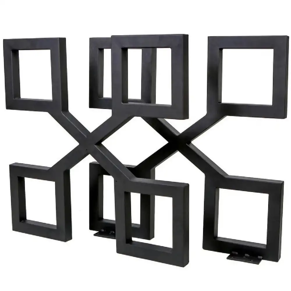 Set 2 picioare metalice pentru masa, design industrial, negru mat,72 cm 1 Set 2 picioare metalice pentru masa, design industrial, negru mat,72 cm