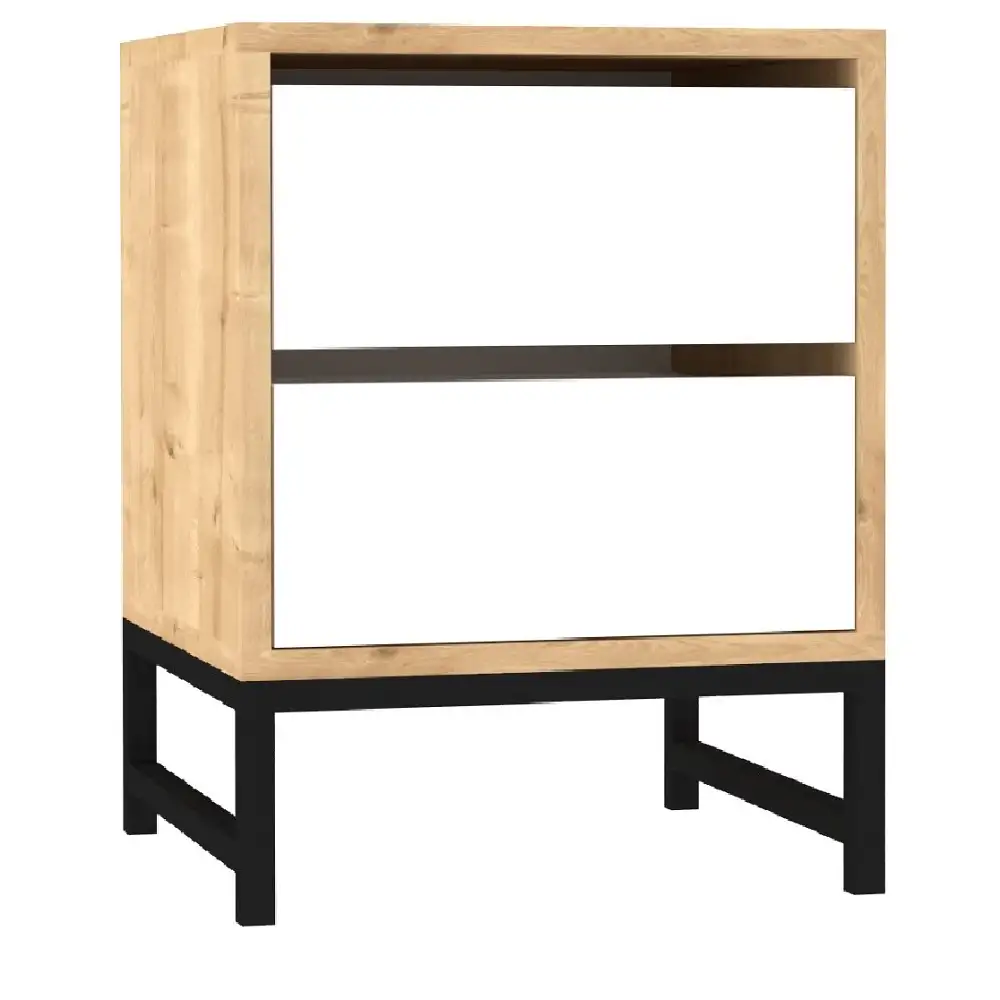 Noptiera Cefalu cu 2 sertar alb stejar 55x40x40 cm