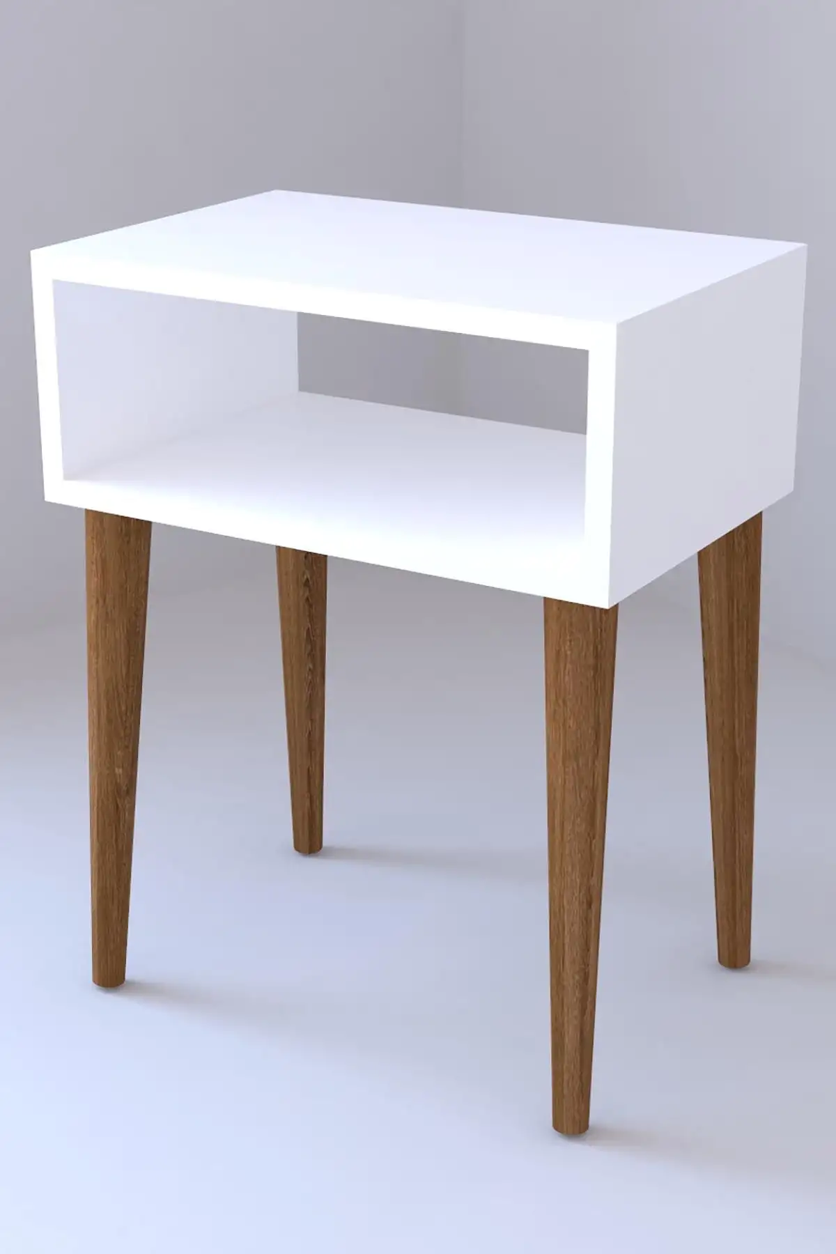 Resigilat:Noptiera moderna deschisa Milena Homs 45 x 30 x 60 cm, Alb-nuc