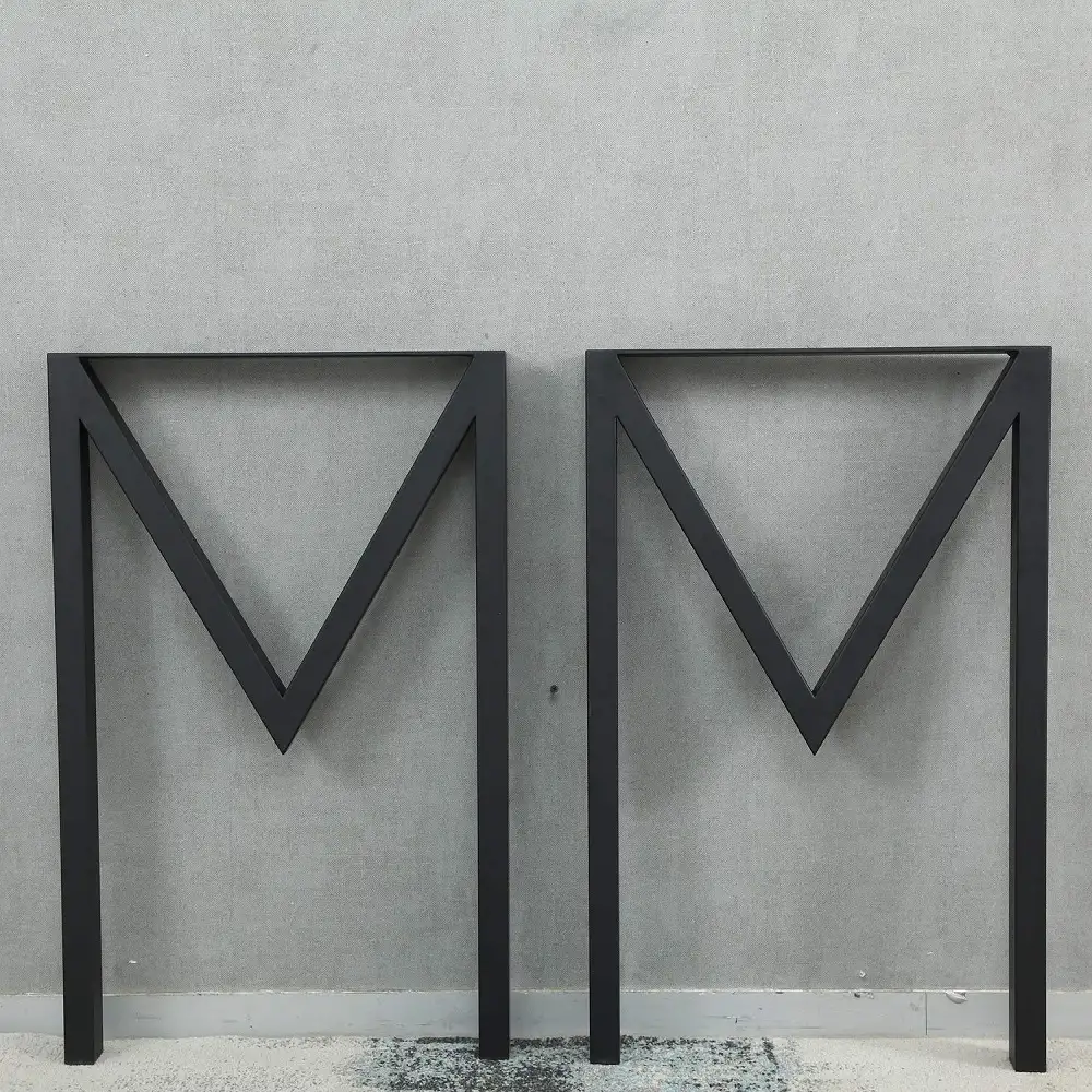 Set 2 picioare metalice pentru masa, negru mat, 72 cm