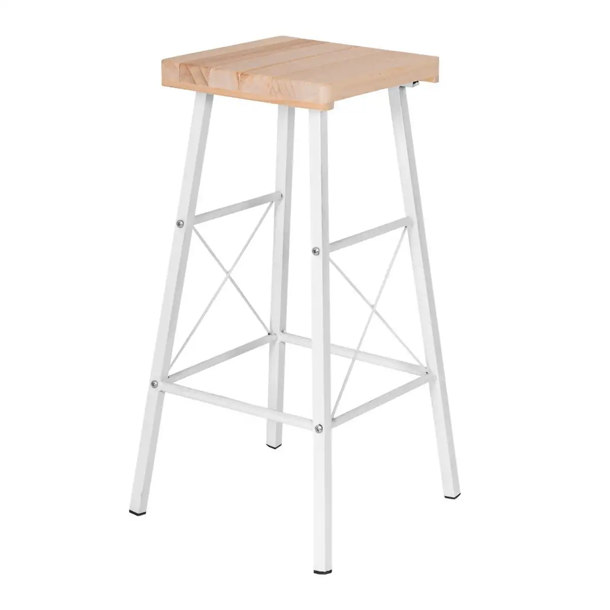 Scaune Homs Bar 30x30x70 cm, lemn-metal, alb-maro