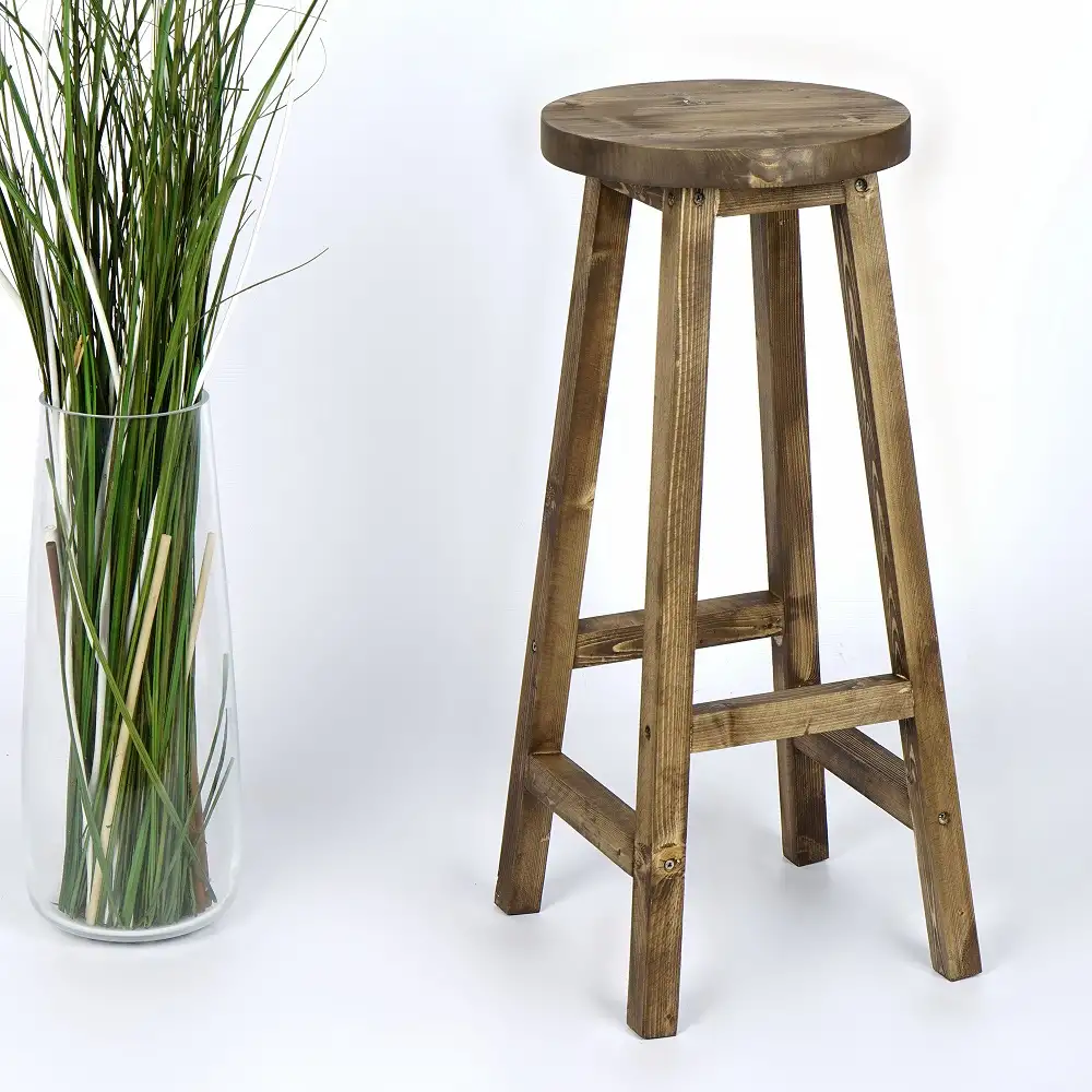 Scaun bar,taburet lung, din lemn culoare nuc ,70 cm