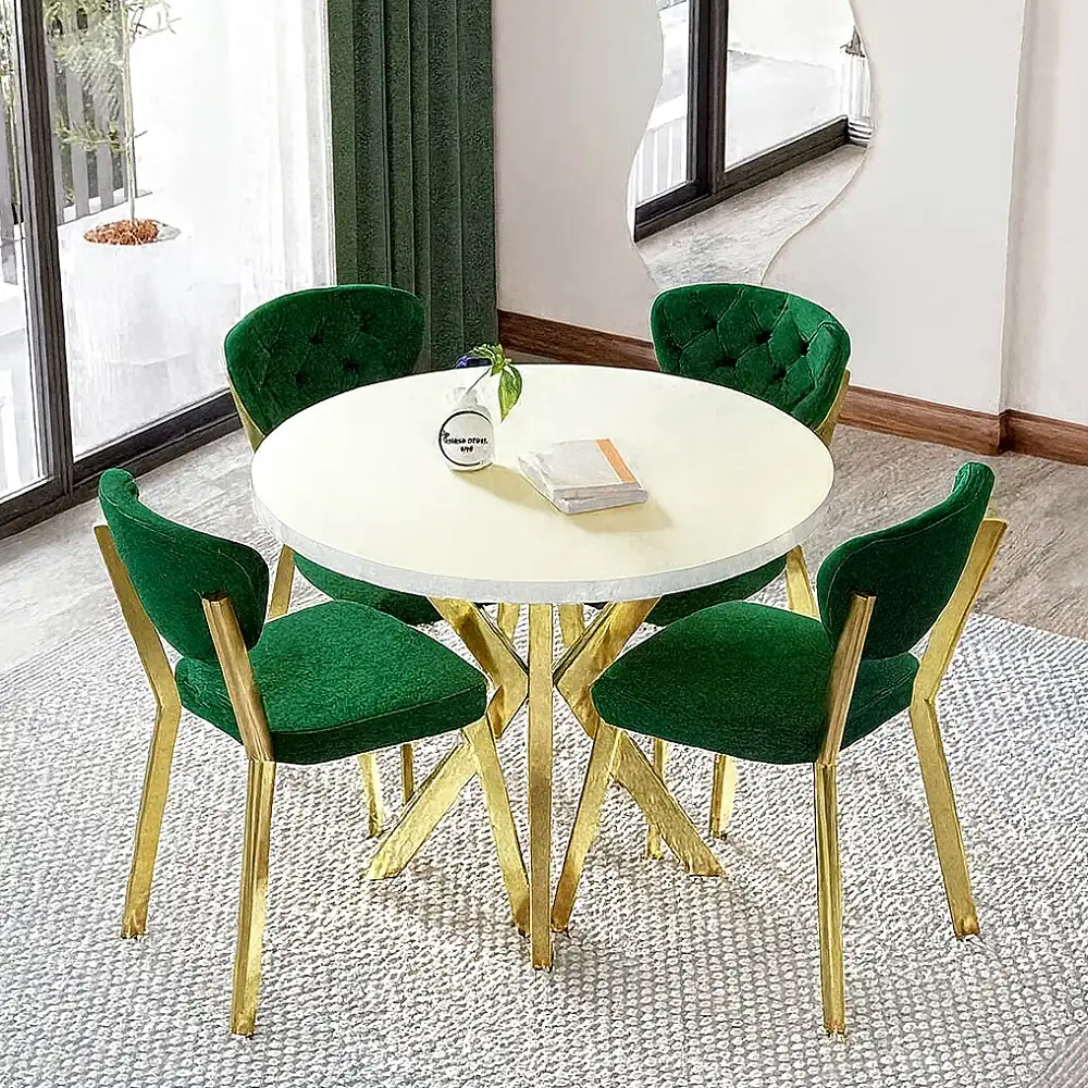 Scaun Barton, verde, profil din metal,auriu