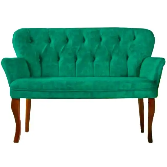 Canapea 2 persoane verde catifelat Homs textil cu picioare lemn