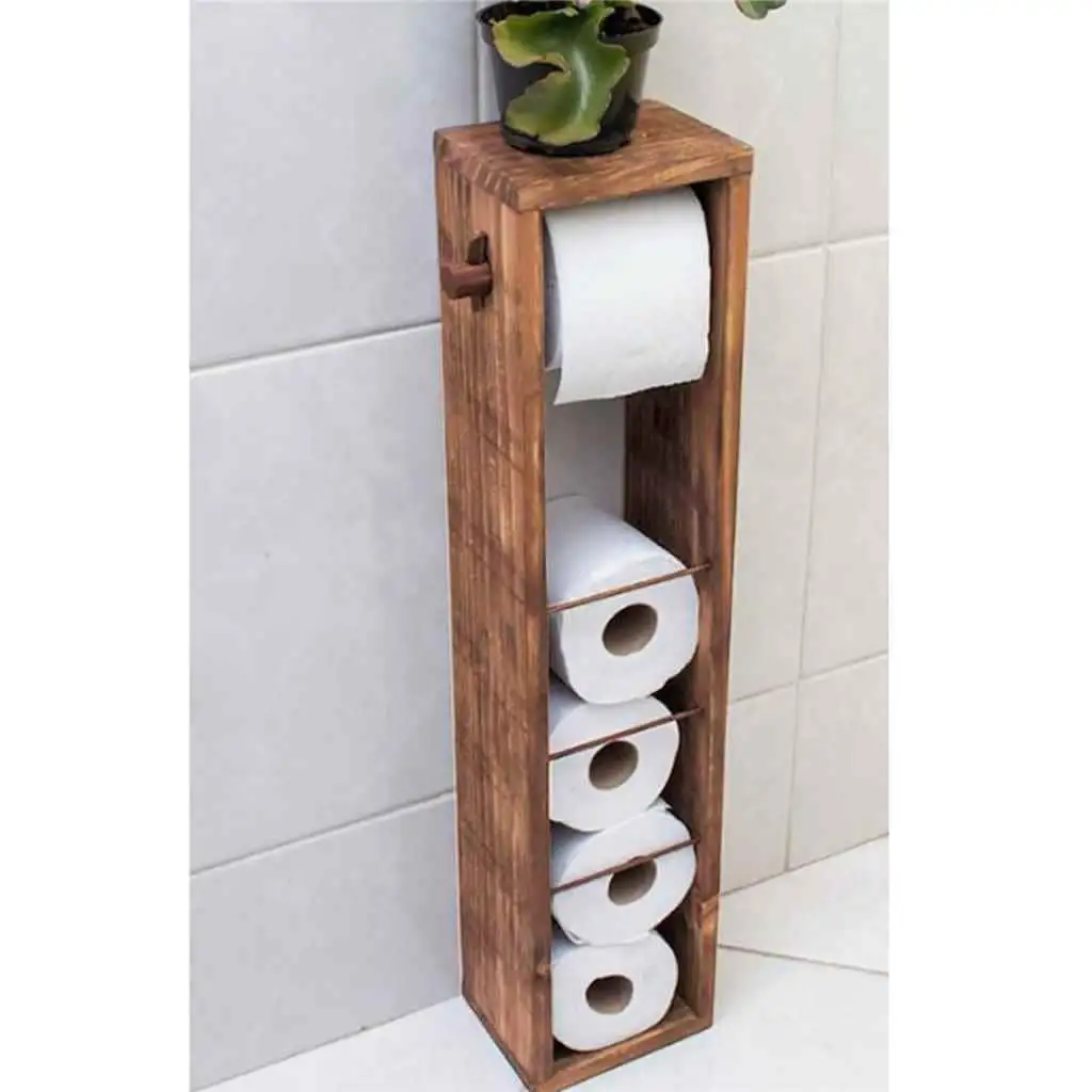 Stand suport toaleta, Estetik Homs, 65x15 cm, lemn natur
