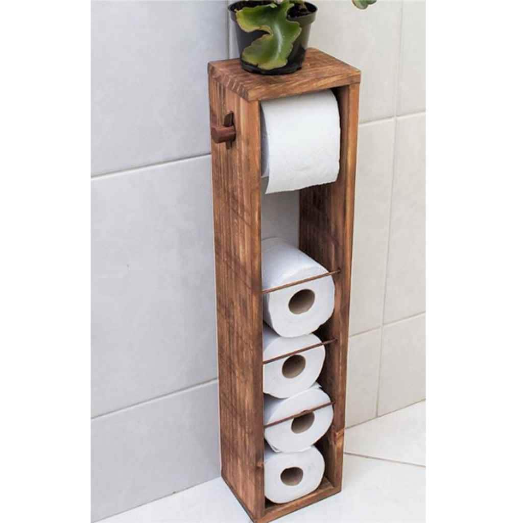 Stand suport toaleta, Estetik Homs, 65x15 cm, lemn natur