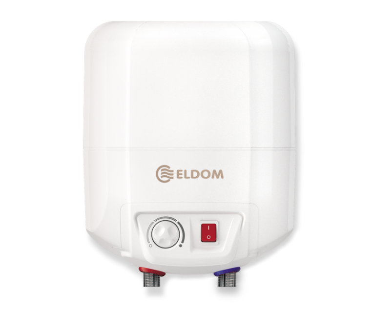 Boiler electric Eldom 7 litri, 1500 W, montare deasupra chiuvetei, email durabil de zirconiu si protectie catodica impotriva coroziunii