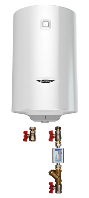 Pachet Boiler termoelectric Ariston PRO1 R 100 VTD 1.8K, 1800W, serpentina pe partea dreapta, supapa siguranta si kit de montaj inclus 1 Pachet Boiler termoelectric Ariston PRO1 R 100 VTD 1.8K, 1800W, serpentina pe partea dreapta, supapa siguranta si kit de montaj inclus