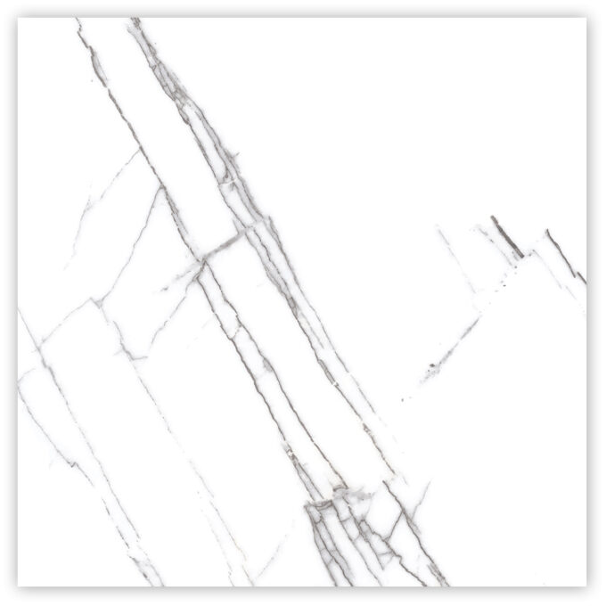 Gresie rectificata exterior / interior Crack White  60 x 60 cm  lucioasa  portelanata  tip marmura