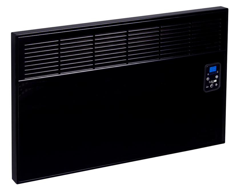 Convector de perete sau pardoseala iVigo EPK 1000 W Black Glass, control electronic, Termostat de siguranta, termostat reglabil, IP 24, pentru 12 mp, ERP 2018