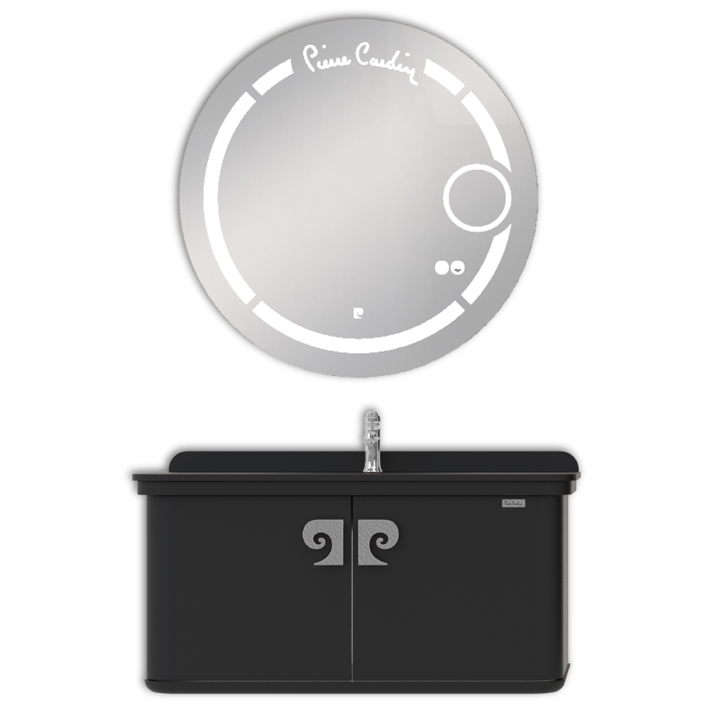 Set mobilier baie Pierre Cardin Eva Led  suspendat  3 piese  negru-argintiu  101 cm