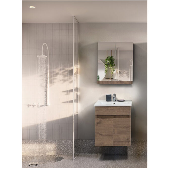 Set mobilier baie Mona  suspendat  3 piese  walnut  55 cm