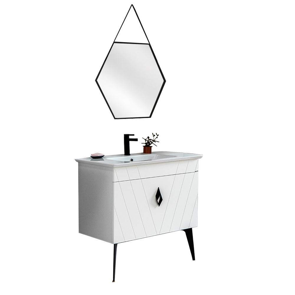 Set mobilier baie Riva  3 piese  alb  90 cm
