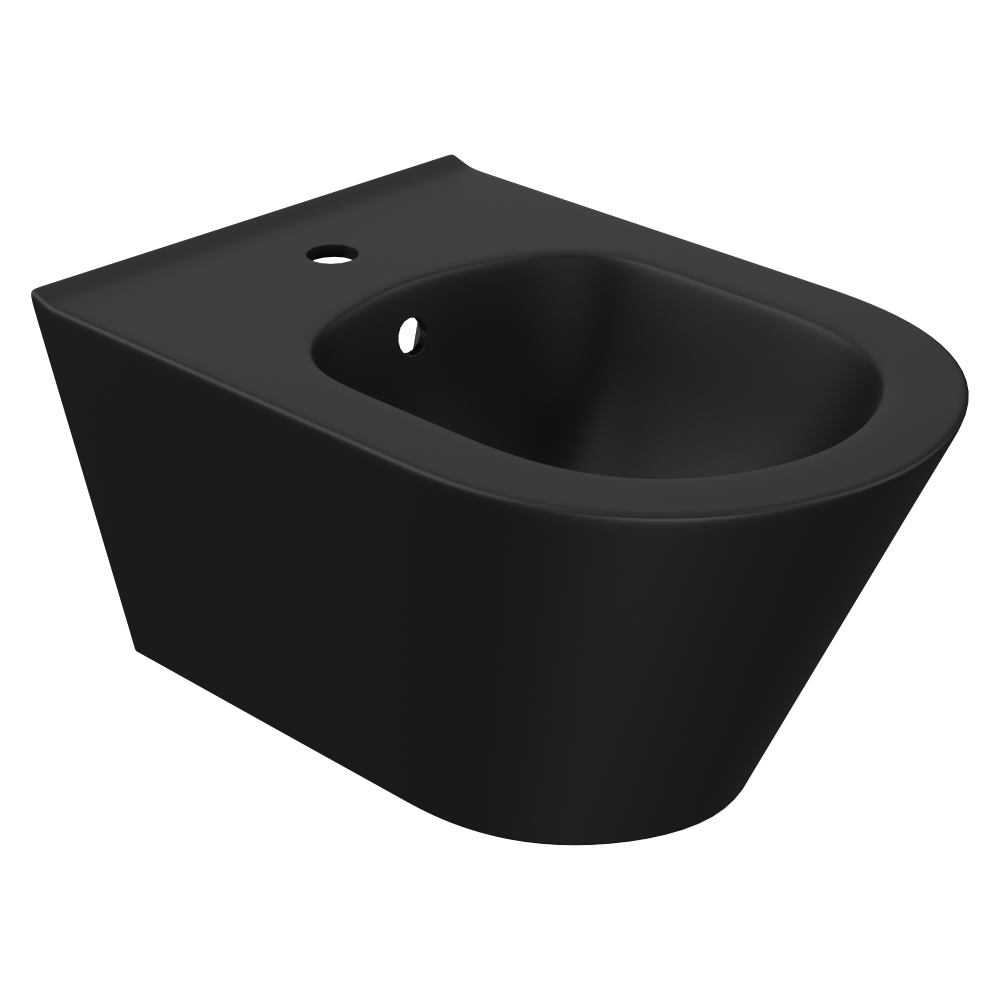 Bideu suspendat Celesta Ava  53 x 35 5 cm  fara margini  ceramica  negru mat  design elegant