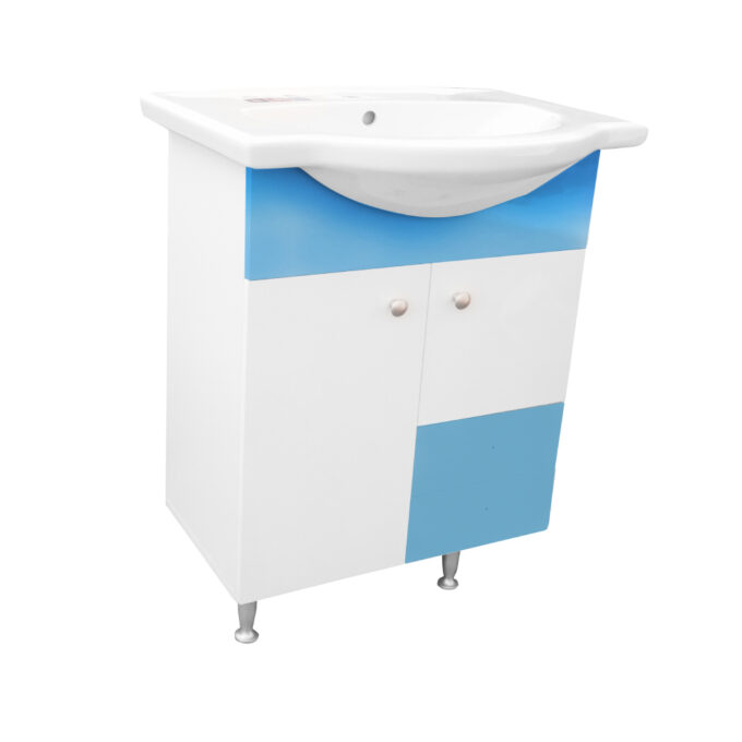 Masca chiuveta / lavoar baie Selena  cu 2 sertare  70 cm  alb-bleu