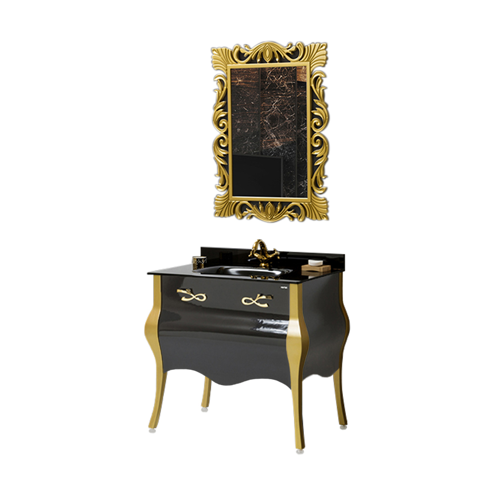 Set mobilier baie Terra  3 piese  negru  90 cm