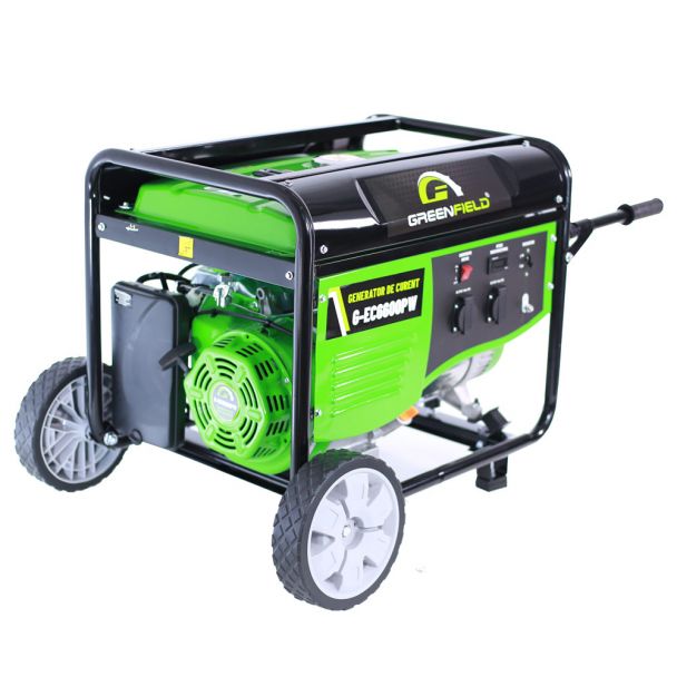 Generator de curent pe benzina Greenfield G-EC6600PW, portabil, pornire manuala, monofazat, 5.5 kVA, roti de transport 1 Generator de curent pe benzina Greenfield G-EC6600PW, portabil, pornire manuala, monofazat, 5.5 kVA, roti de transport