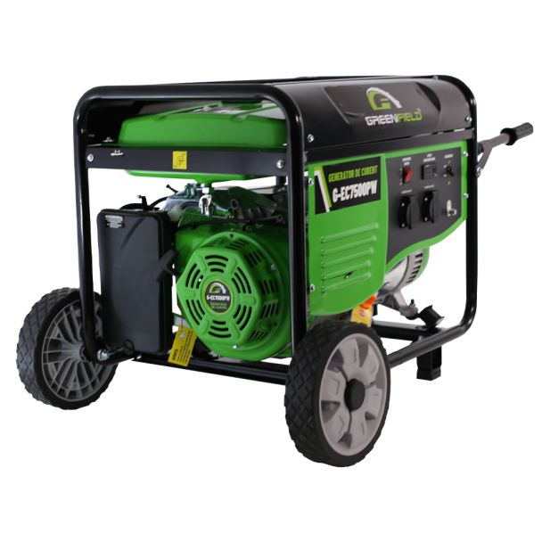 Generator de curent pe benzina Greenfield G-EC7500PW, portabil, pornire manuala, monofazat, 7 kVA, roti de transport 1 Generator de curent pe benzina Greenfield G-EC7500PW, portabil, pornire manuala, monofazat, 7 kVA, roti de transport