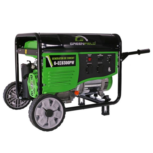 Generator de curent pe benzina Greenfield G-EC8300PW, portabil, pornire manuala, monofazat, 7.7 kVA, roti transport 1 Generator de curent pe benzina Greenfield G-EC8300PW, portabil, pornire manuala, monofazat, 7.7 kVA, roti transport
