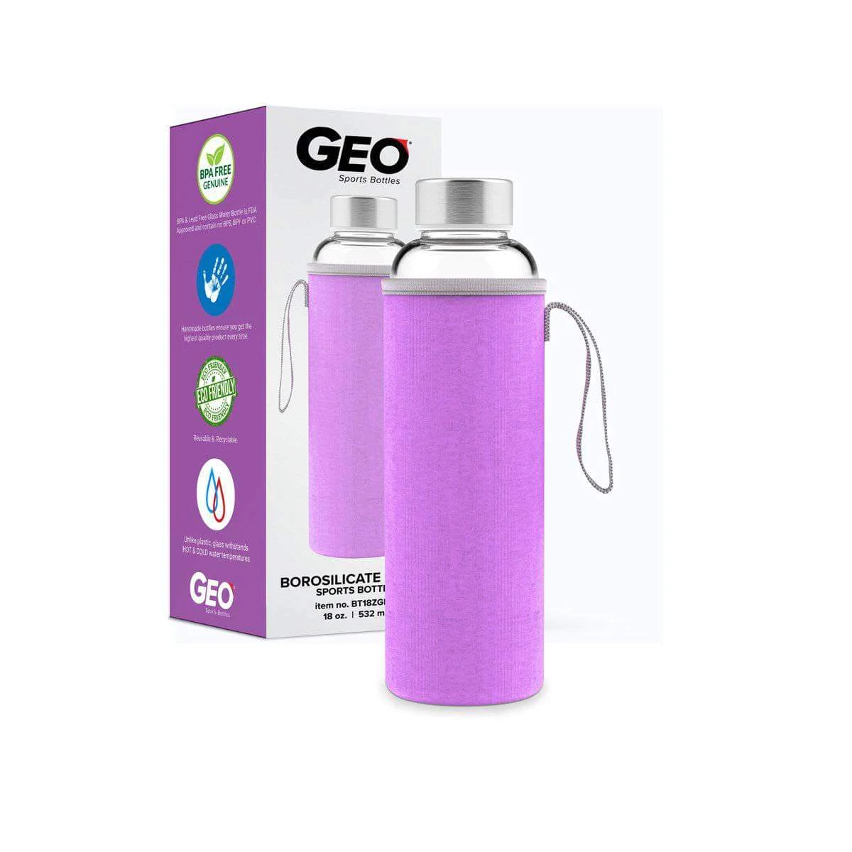 Recipient din sticla termorezistenta si husa textila de protectie 530 ml