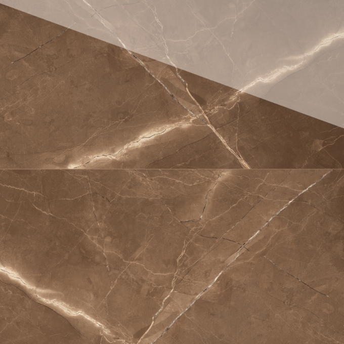 Gresie rectificata exterior / interior Marinace Brown  60 x 120 cm  lucioasa  portelanata  tip marmura