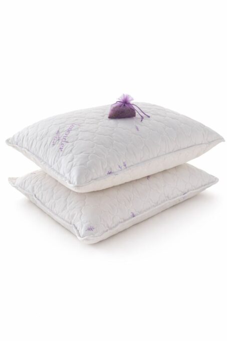 Set 2 perne LAVANDA matlasate, 50x70 cm Alb-Lila, Fabricata in Romania