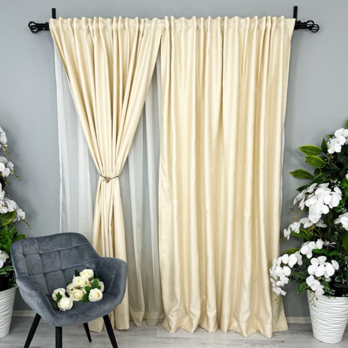 Set 2 Draperii Soft Touch  -200cm x 232cm , Rejansa pt bara ,  Crem