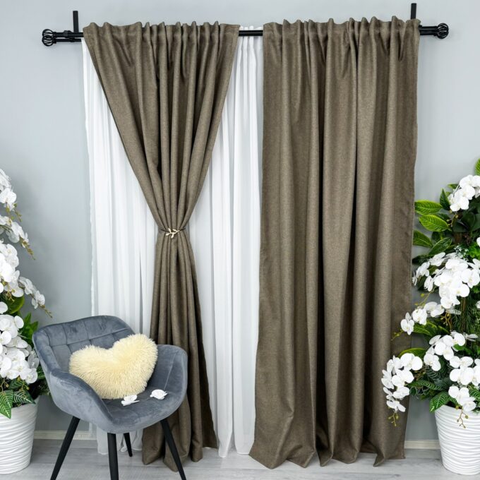 Set 2 Draperii HoReCa TEXTURATA tip IN - 200cm x 232cm , Rejansa pt. bara ,  Grej